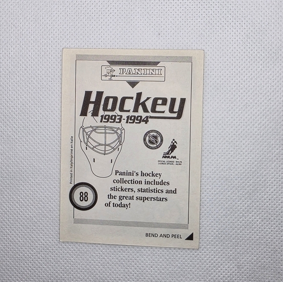 1993-94 Panini Hockey Tom Barrasso Pittsburgh Penguins #88 Sticker - Picture 3 of 3